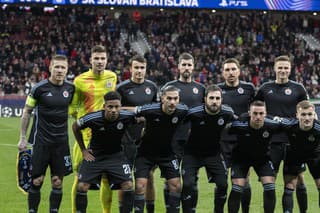 Futbalisti ŠK Slovan Bratislava pred zápasom Ligy majstrov na pôde Atlética Madrid.