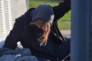 Houston, TX USA, 12-19-2023 - A homeless woman on the street, in Houston, TX