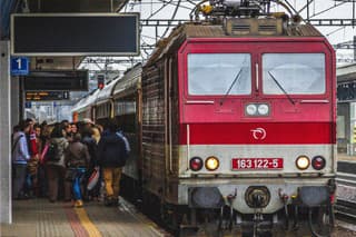 Poprad, Slovakia, October 15, 2014 - People are boarding a Regional Train of the Slovak Railway ZSSK at Poprad Station.