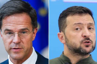 Šéf NATO Mark Rutte a ukrajinský prezident Volodymyr Zelenskyj.