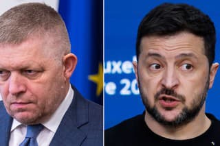 Premiér SR Robert Fico (vľavo) a ukrajinský prezident Volodymyr Zelenskyj. 