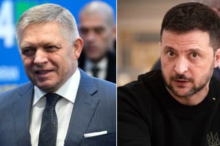 Premiér Slovenska Robert Fico (vľavo) a ukrajinský prezident Volodymyr Zelenskyj