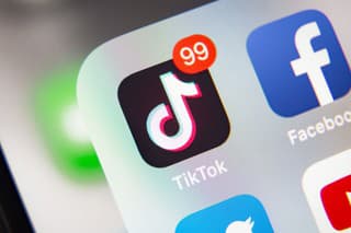 Tyumen, Russia - January 21, 2020: TikTok and Facebook application  on screen Apple iPhone XR