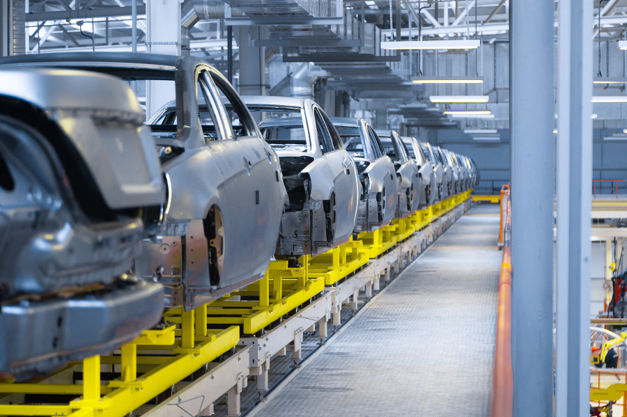 Modern automobile production line,