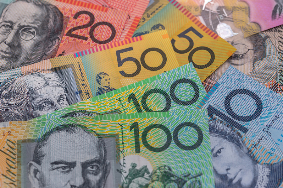 Australian dollars in rows