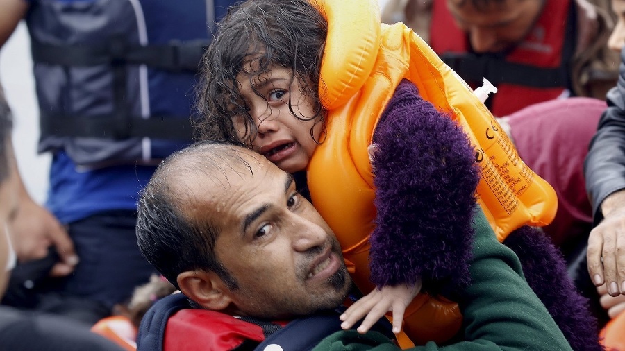 Sýrsky utečenec s dcérou