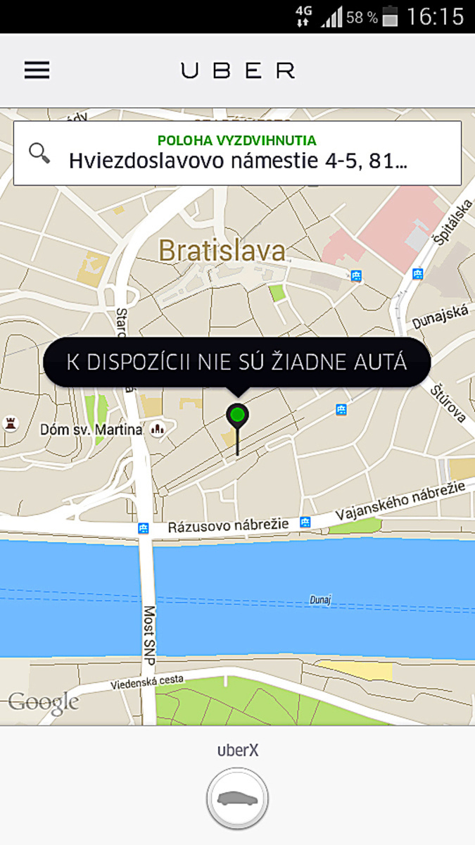 16.00: Cez aplikáciu Uber