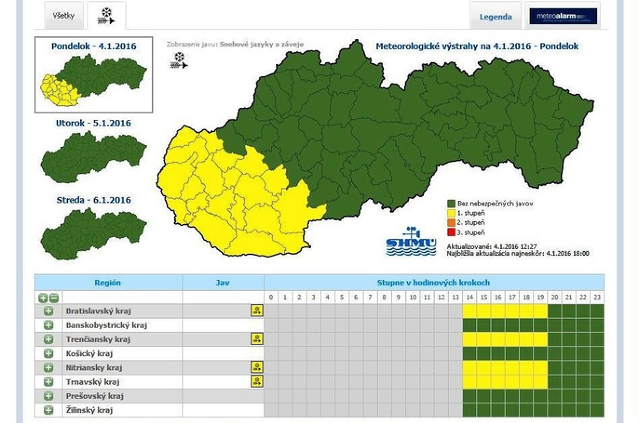 Slovenský meteorologický ústav vydal