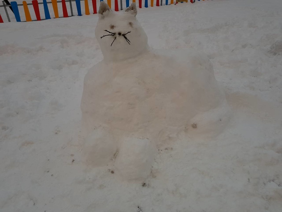 Mačka zo snehu.
