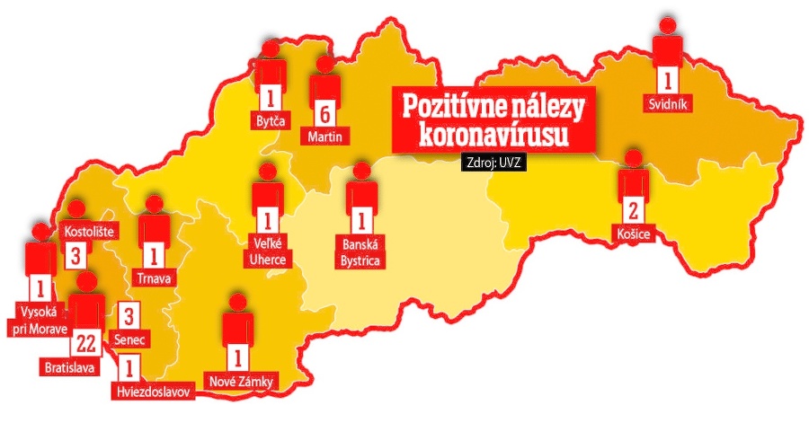 Mapa výskytu koronavírusu