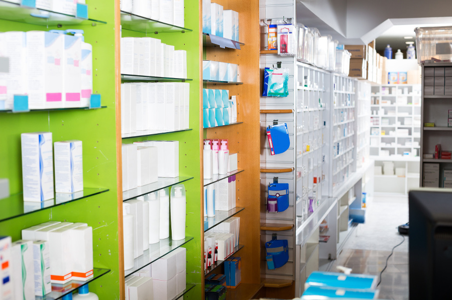 Farmacy interior with pharmaceutical