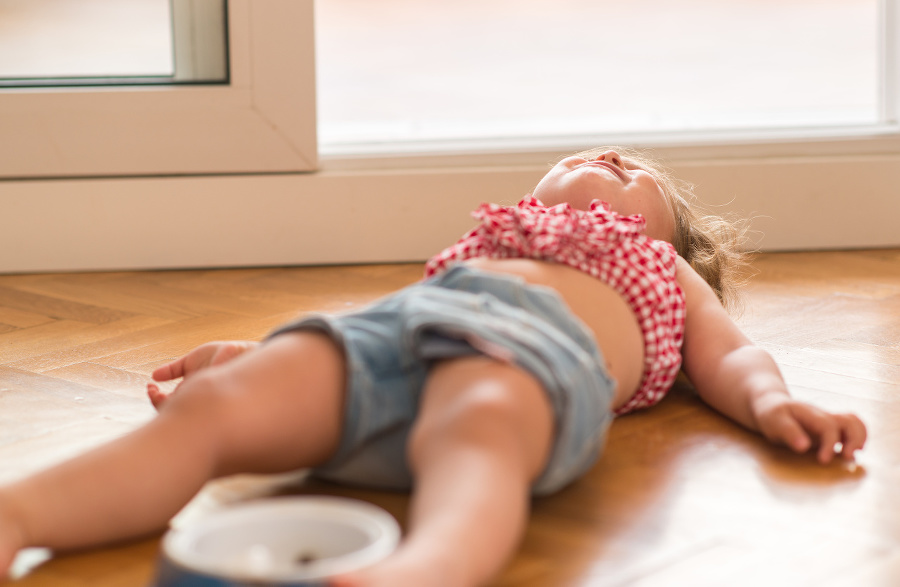 Beautiful blond child crying