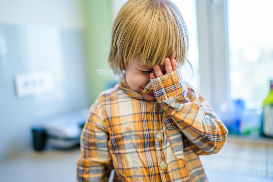 Cute little boy crying