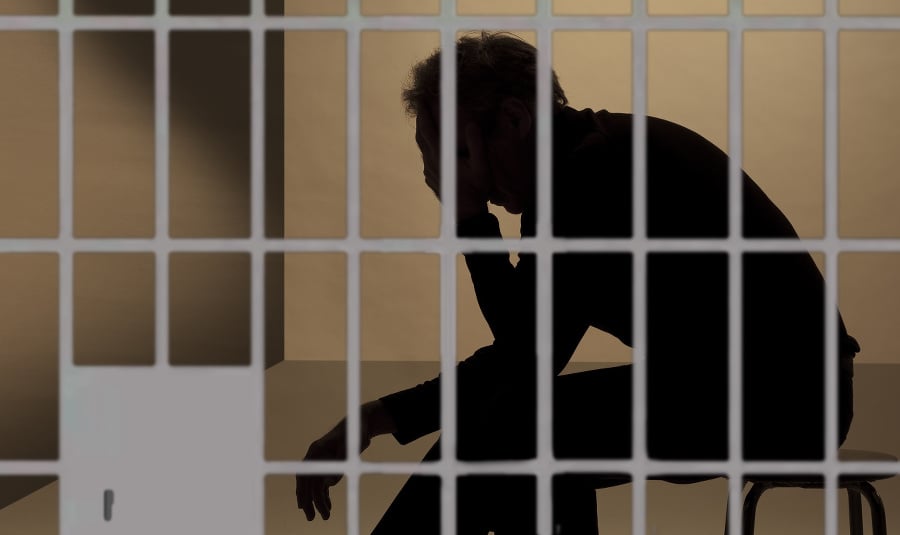 prisoner in prison, silhouette
