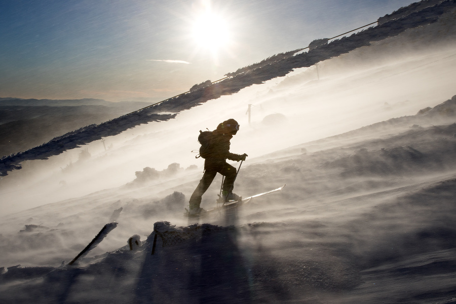 Back country skier walking