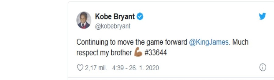 Posledný tweet Kobeho Bryanta.