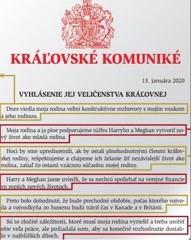 Vyhlásenie jej veličenstva kráľovnej