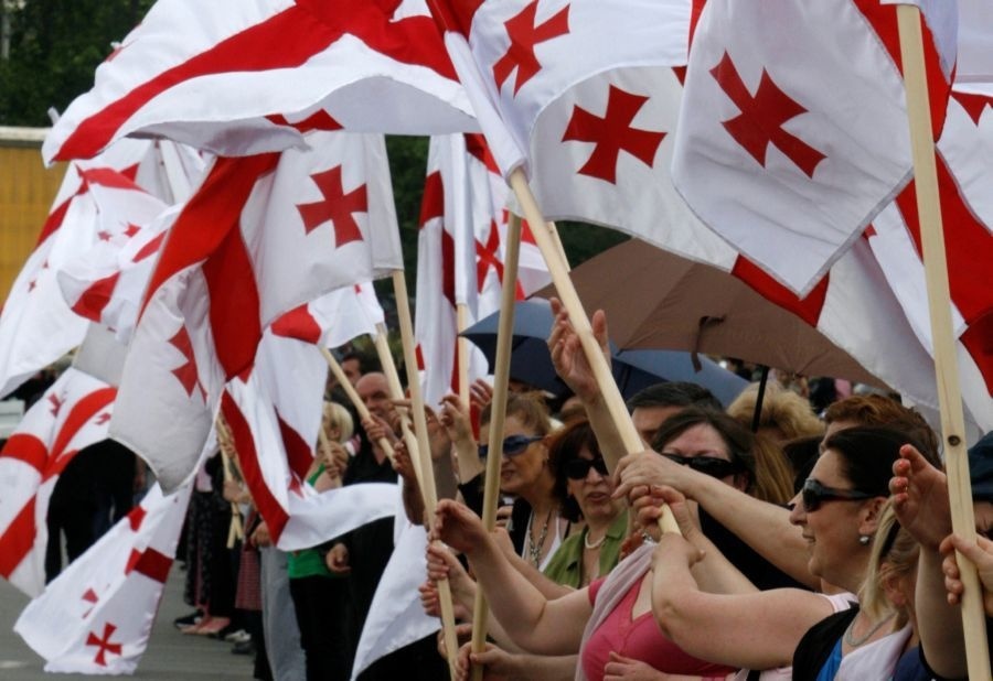 Opozičné protesty v Gruzínsku.