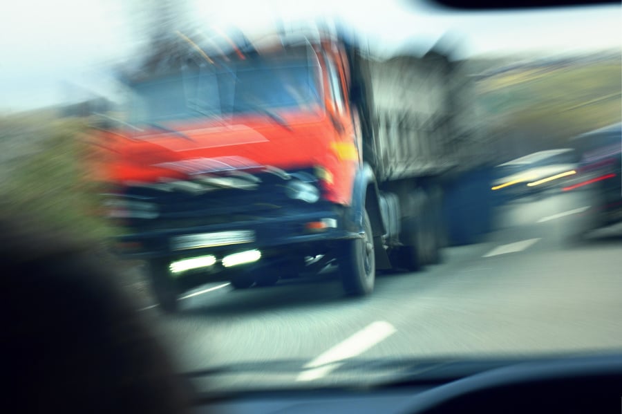 truck with red cab