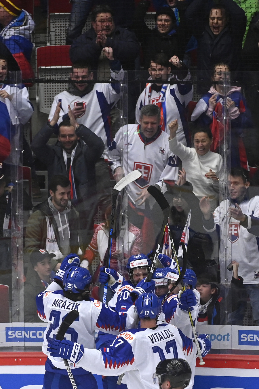 Radosť mladých hokejistov Slovenska.