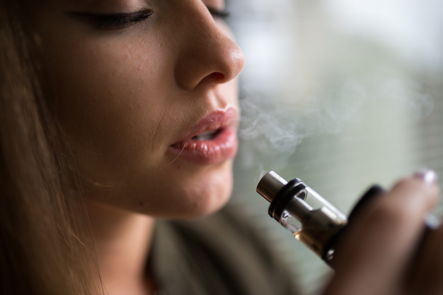 Woman Smoking an E-Cigarette