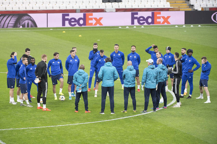 Futbalisti Slovana počas tréningu