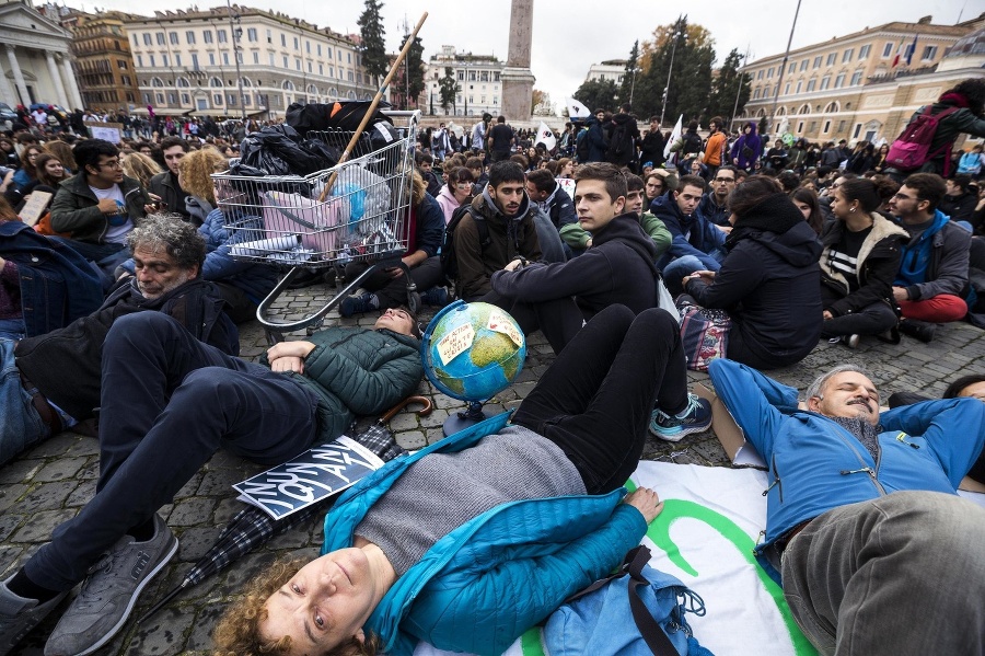 Klimatický protest v Taliansku.