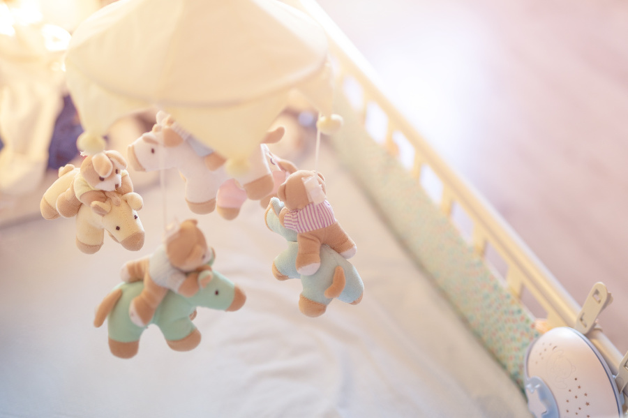 Close-up baby crib with