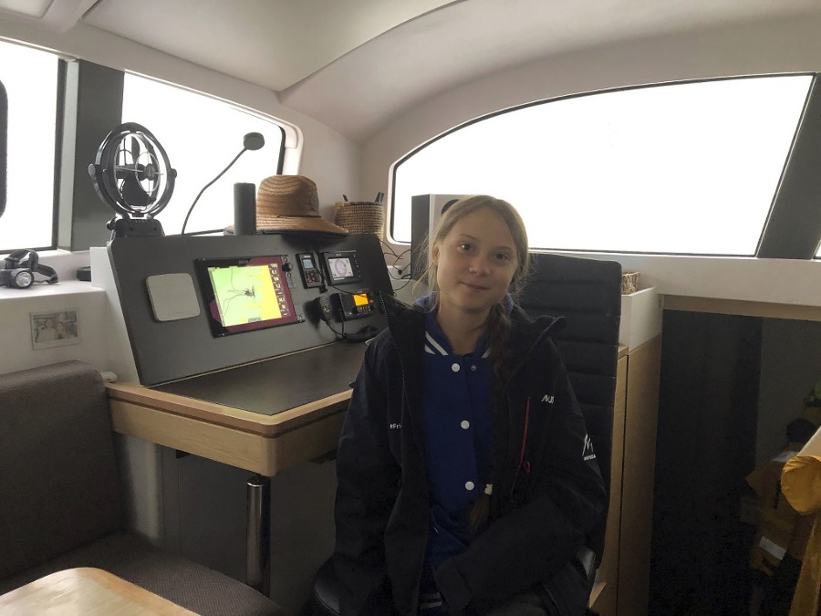 Greta Thunbergová na palube