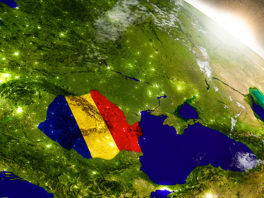 Romania with embedded flag