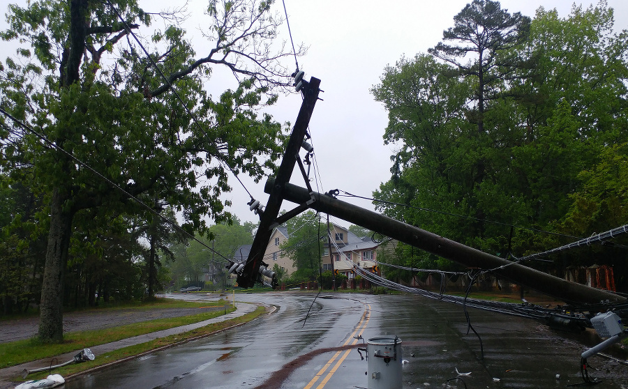 Storm damaged electric transformer