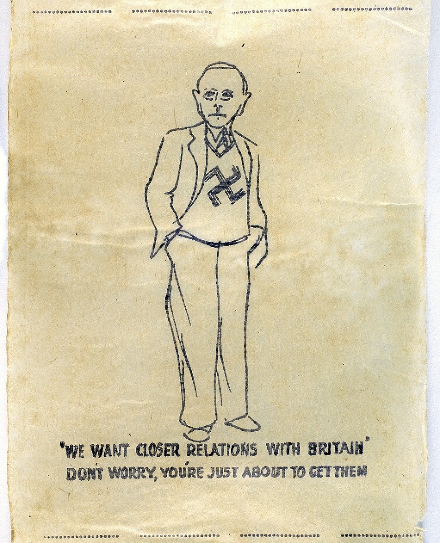 Satiristická karikatúra Ribbentropa na