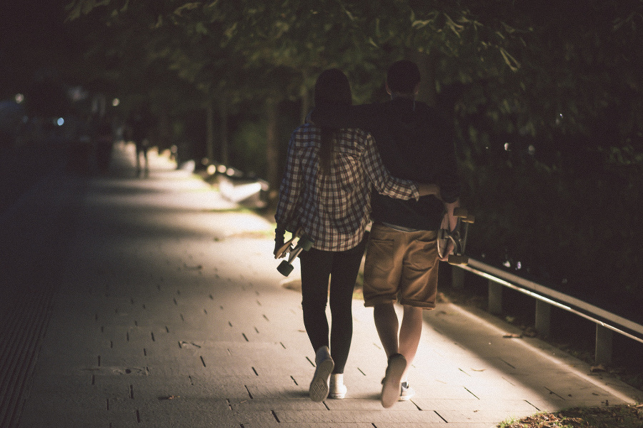 Young couple holding hands