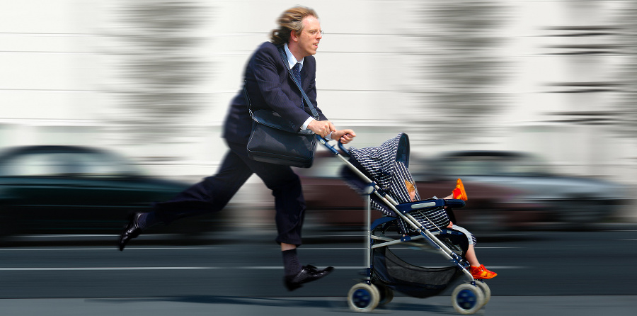 Businessman with baby is