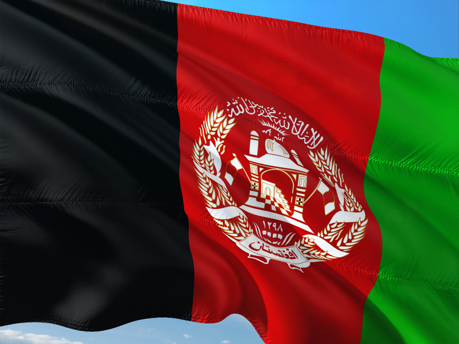 Flag of Afghanistan waving