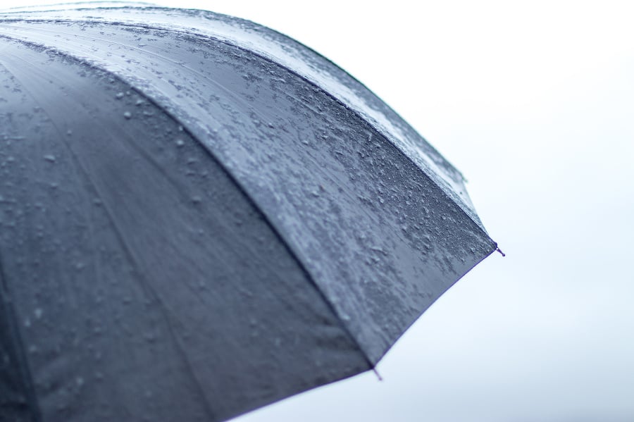 Rain on umbrella