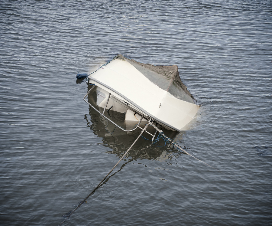 Close-up of a capsized