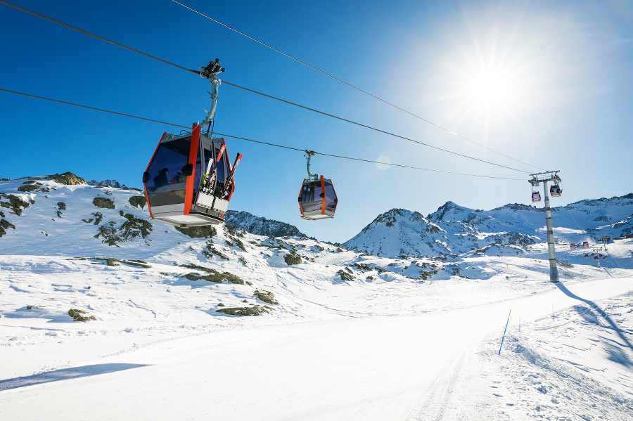 ski lift gondolas against