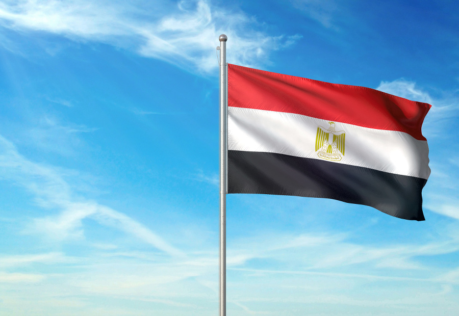 Egypt flag on flagpole