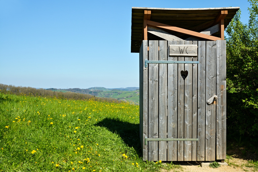 Wooden outhouse in the