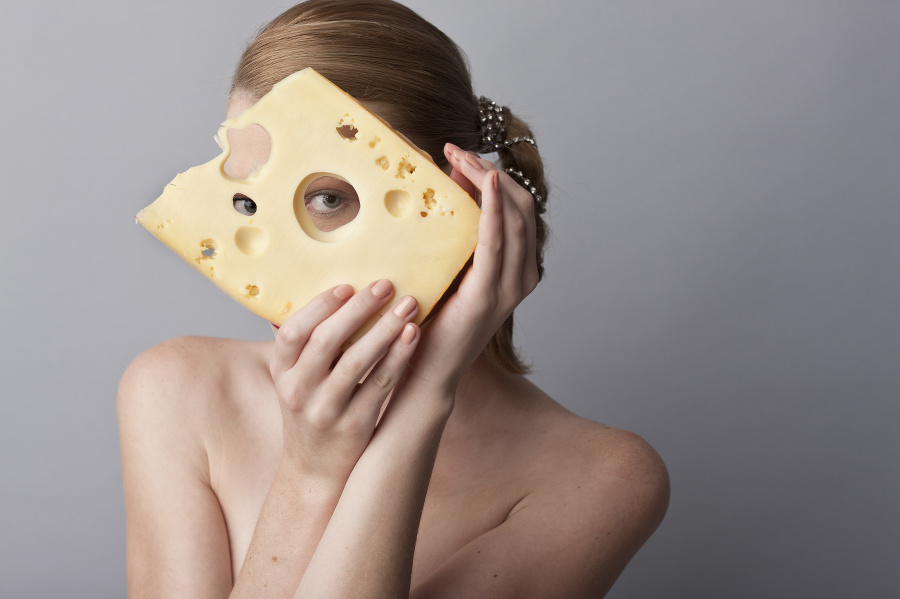 woman eating a slice