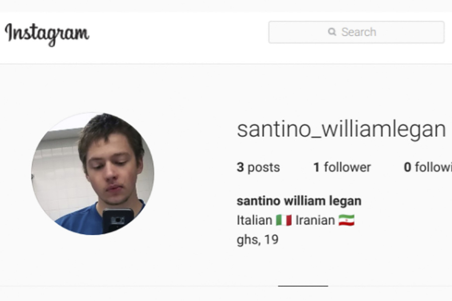 Instagramový profil útočníka Santina