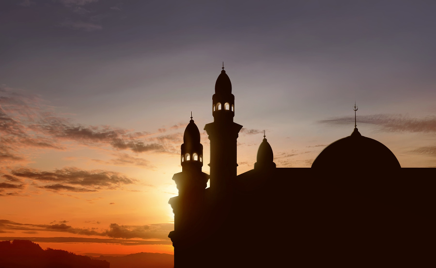 Silhouette of big mosque