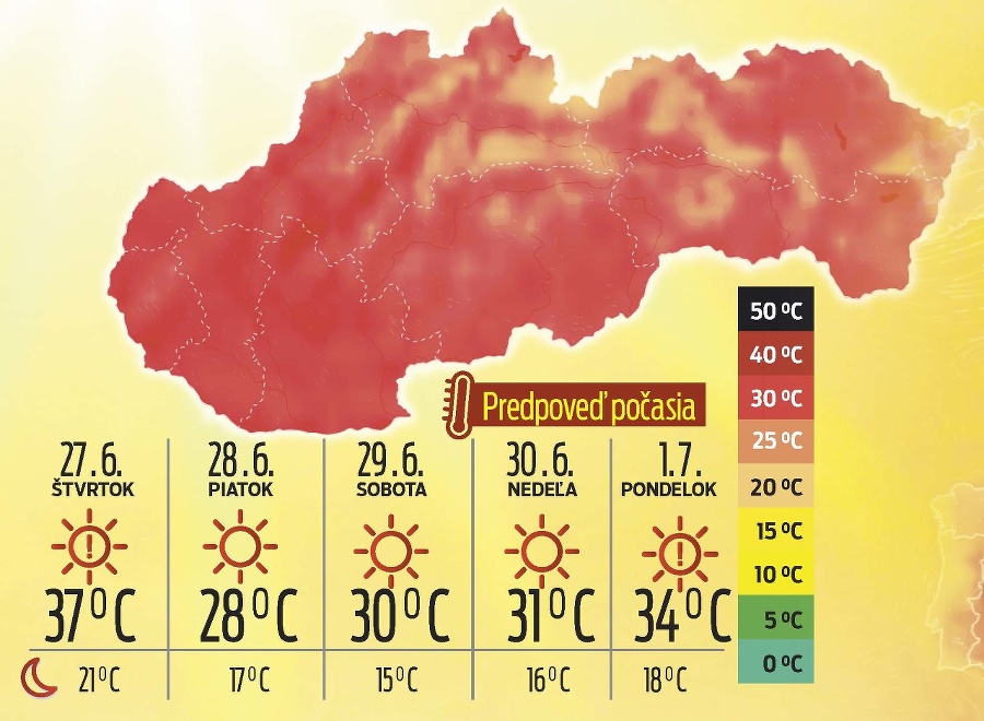 Teplotná mapa starého kontinentu.