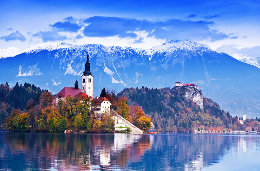 Bled with lake, island,