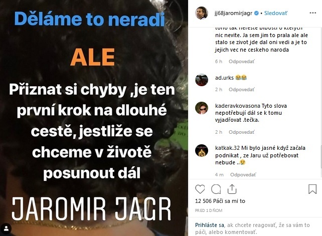 Jaromír Jágr napísal emotívny