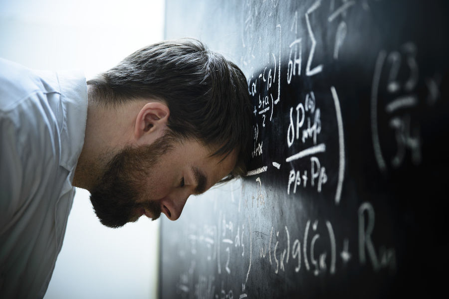 A scientist in front