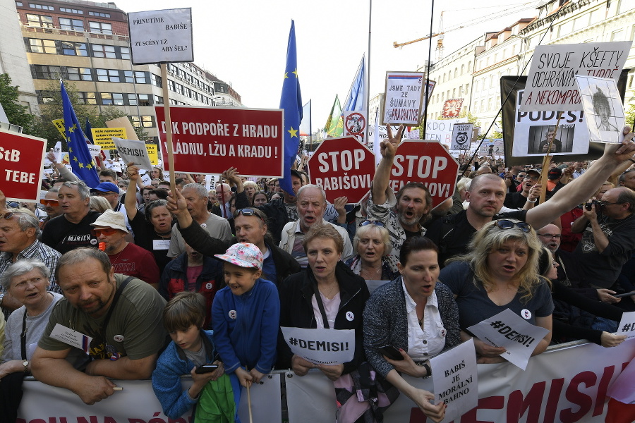 Protest na Václavskom námestí.
