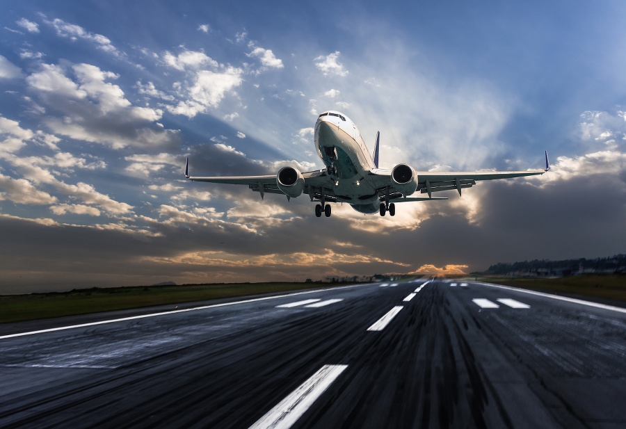 Passenger airplane landing at