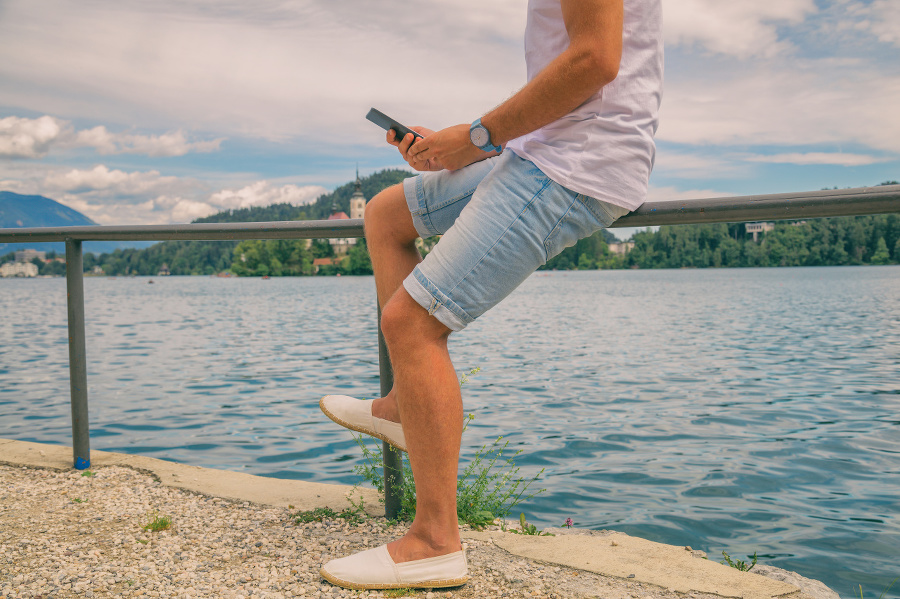 Modern man using cellphone